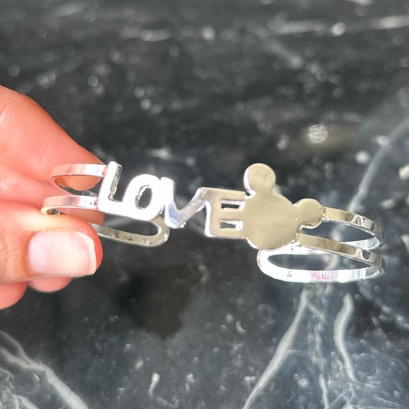 MICKEY MOUSE SILVER Adjustable Bangle Bracelet With Gift Box - Picture 3 of 5